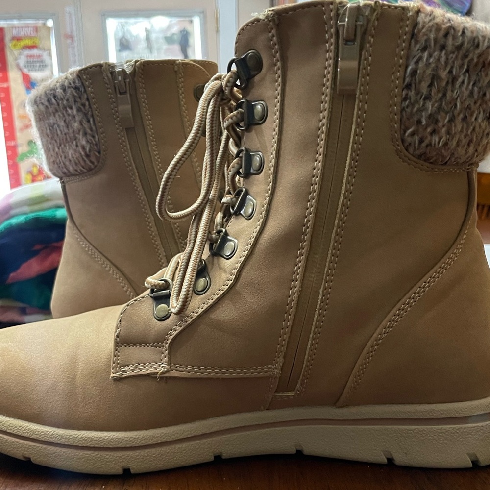 Torrid Beige Lace-Up Boots